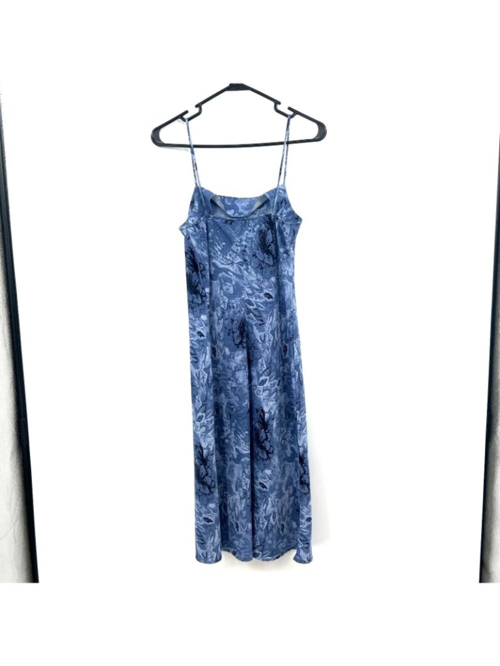 Dizaro Collection Y2K Blue Print Spaghetti Strap Midi Dress Size Small - Picture 5 of 5